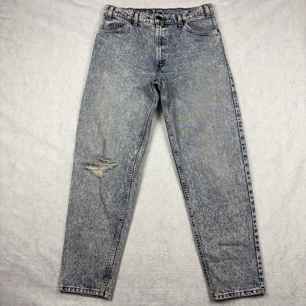 VTG Levi's 550 Jeans Mens 34x32 (Fits 33x31) Acid Wash Orange Tab Made in USA